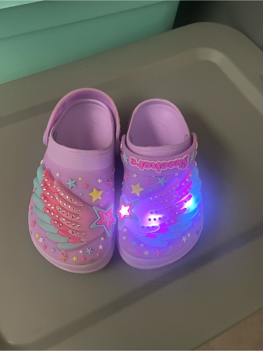 Skechers Kids Purple Light-Up Wing Slip-Ons